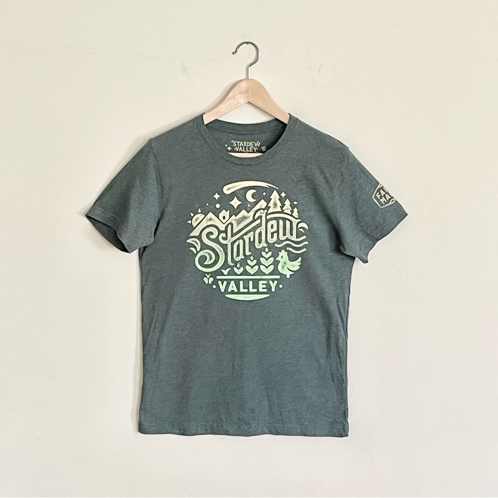 Fangamer Stardew Valley Farm Made Graphic Dark Green Video Game T Shirt Adult M